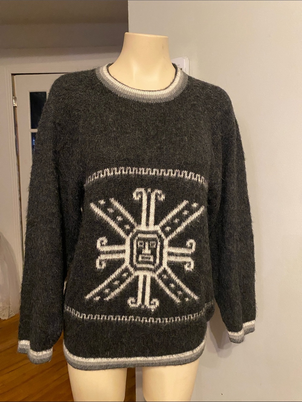 Vintage Aztec Alpaca Wool Sweater Unisex
